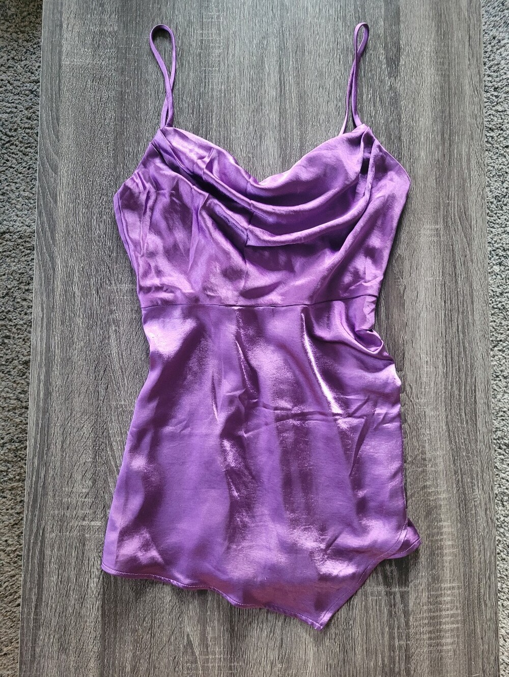 Lulus Radiant Luxe Purple Satin Cowl Neck Skort Romper